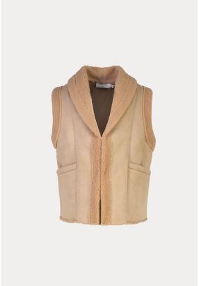 Solid Fur Lined Collared Sleeveless Gilet