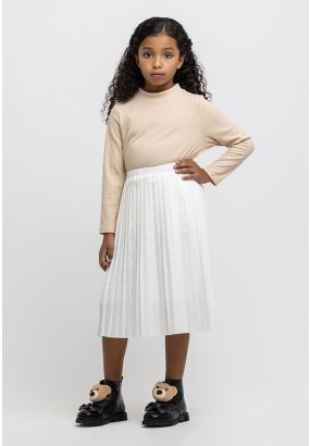 All Over Pleated Elasticated Waist Midi Skirt -Sale