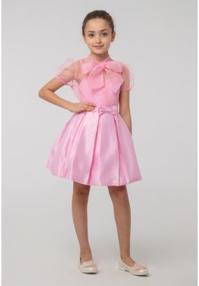 Solid Box Pleated Bow Flare Skirt -Sale