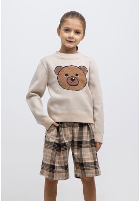 Teddy Bear Knitted Ribbed Pullover -Sale