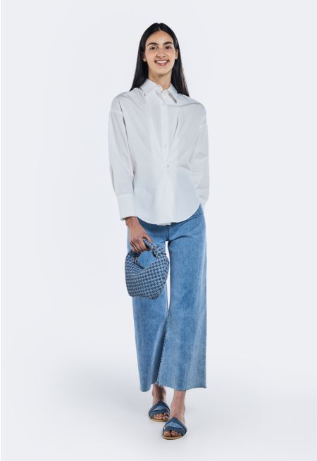 Wide Leg High Waist Denim Trousers