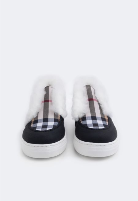 Faux Fur Checkered Flats