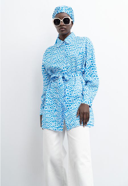 All Over Monogram Wavy Patterned Shirt -Sale