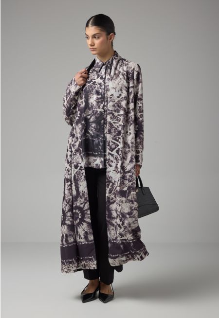 Long Sleeve Printed Abaya With Hijab