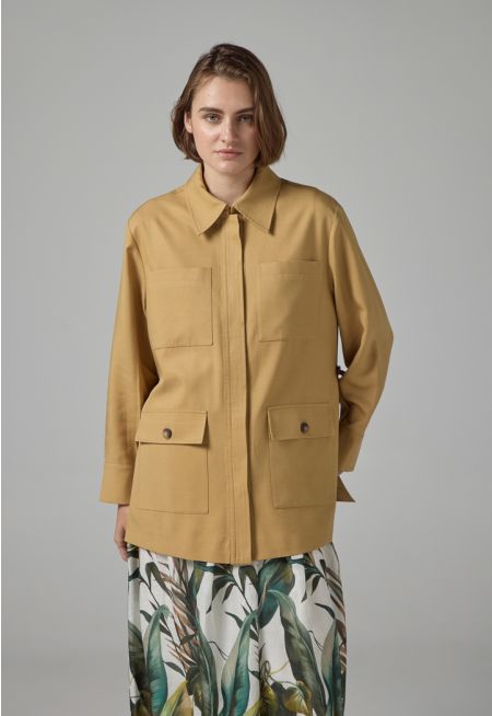 Solid Multi-Front Pockets Jacket