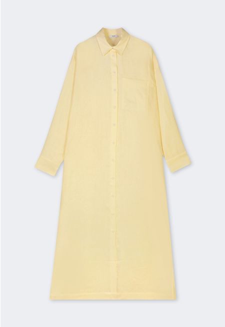 Drop Shoulder Linen Shirt Dress