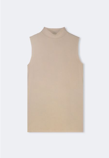 Sleeveless High Neck Basic Top