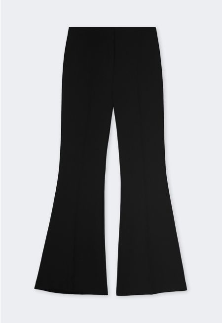 Solid Flared High Waist Trousers