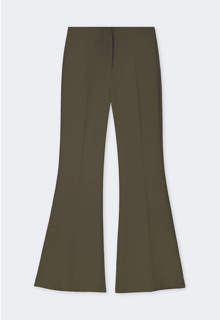 Solid Flared High Waist Trousers