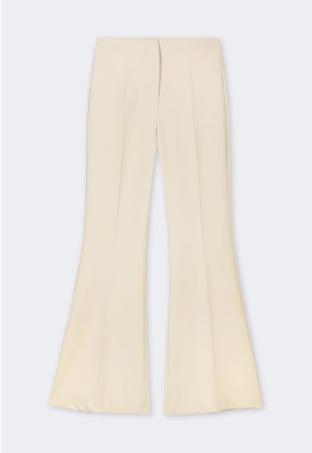 Solid Flared High Waist Trousers