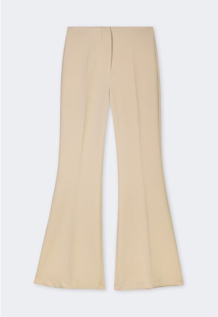 Solid Flared High Waist Trousers