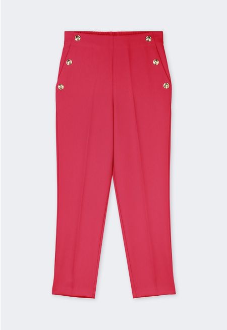 Gold Buttons Embellished Trousers