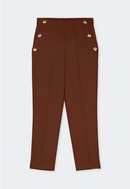 Gold Buttons Embellished Trousers