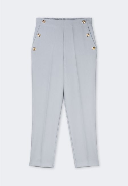 Gold Buttons Embellished Trousers