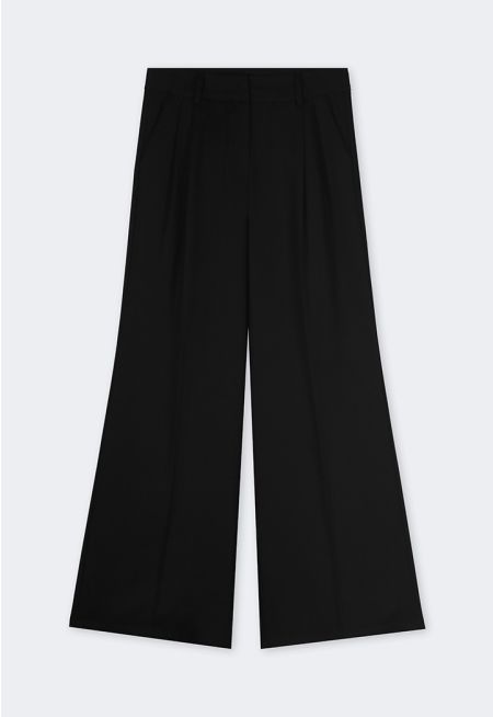 Pleated Waist Wide Leg Trousers