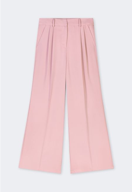 Pleated Waist Wide Leg Trousers