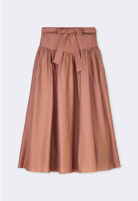 Wide Waistband Flared Skirt