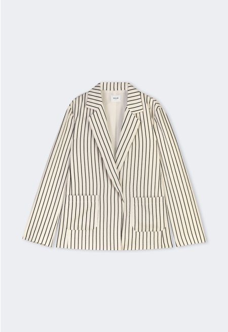 Notched Collar Striped Blazer