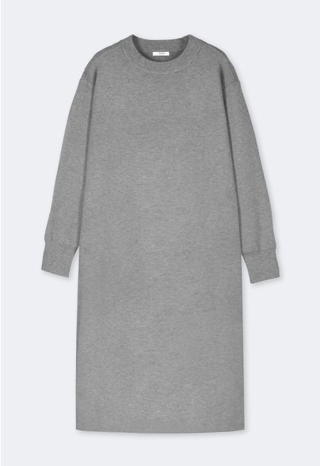 Solid Knitted Midi Dress