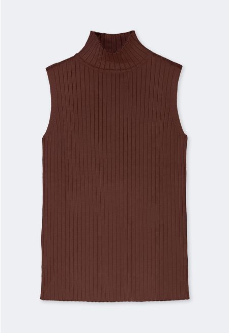 Ribbed Knitted Sleeveless Top