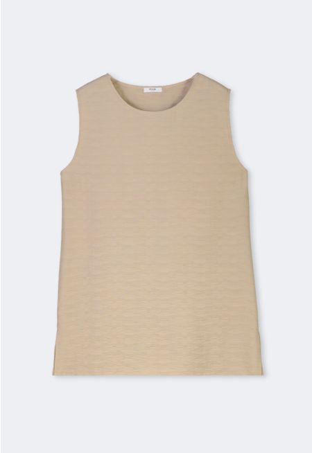 Solid Sleeveless Textured Top