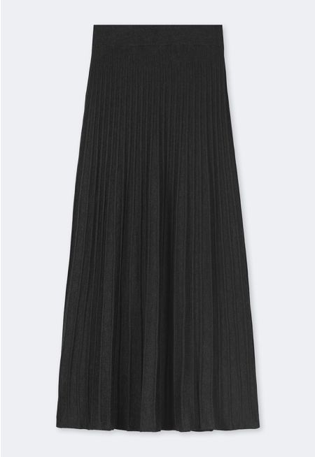 Flared Ribbed Knitted Maxi Skirt