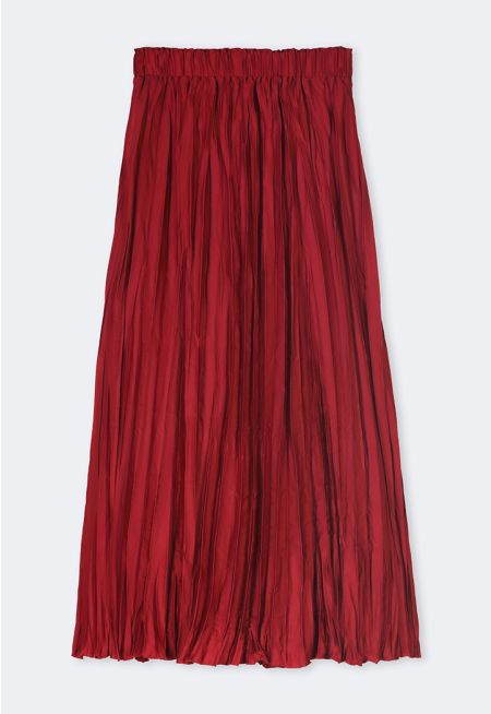 Crinkled Pleated Maxi Skirt