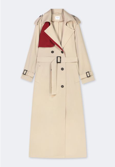 Contrast Double Breasted Trench Coat