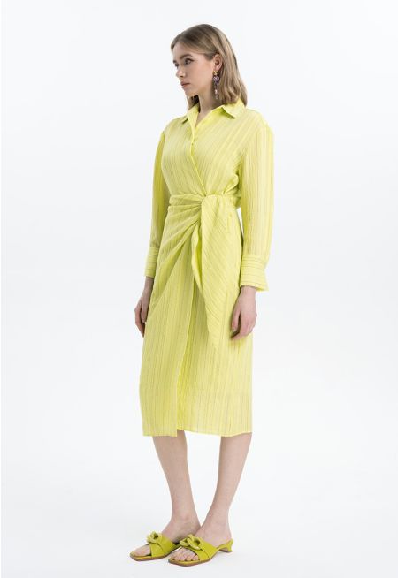 Striped Wrap Midi Dress Set -Sale