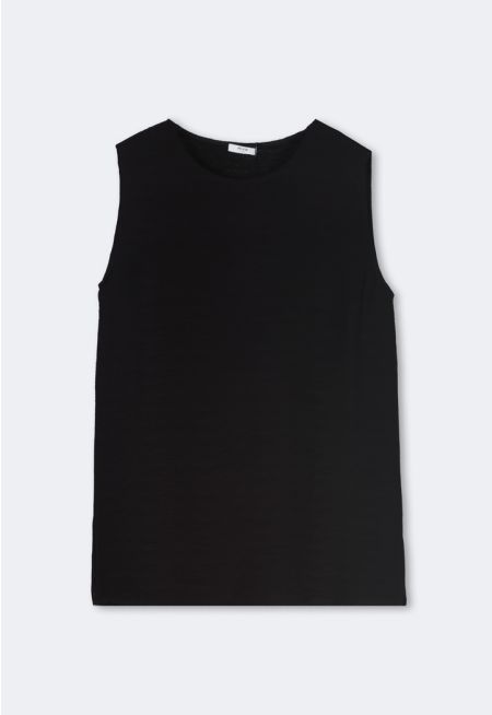 Solid Sleeveless Textured Top