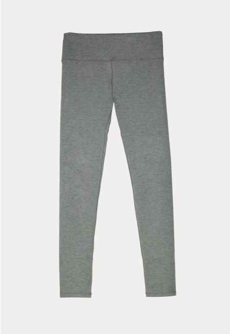 Solid Mid Waist Legging Pants