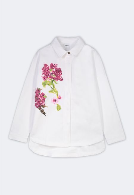 Sequin Embellished Printed Denim Jacket