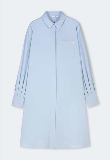 Back Pearl Details Shirt Dress