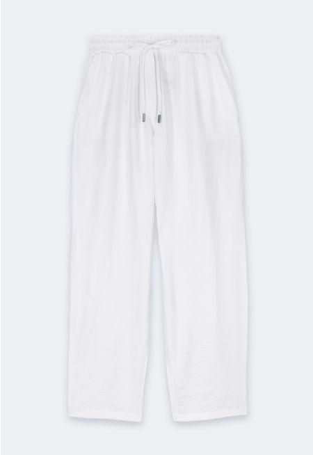 Crinkled Elastic Waist Trousers