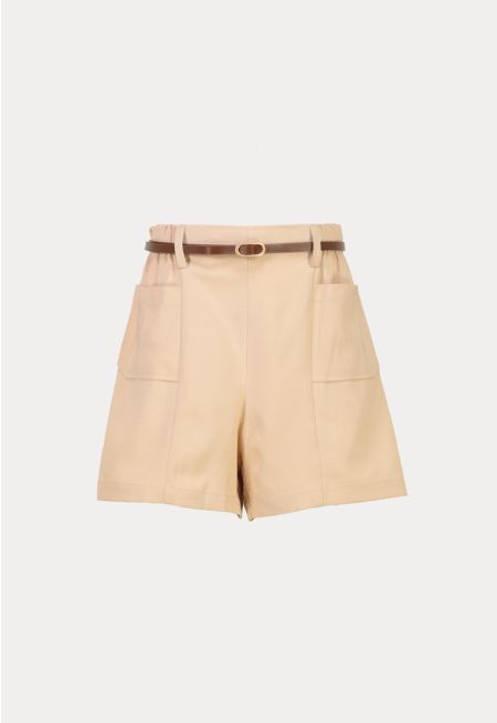 Girls Solid Belted Shorts -Sale
