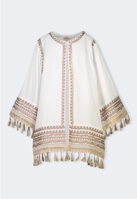 Embroidered Lurex Tassels Gilet