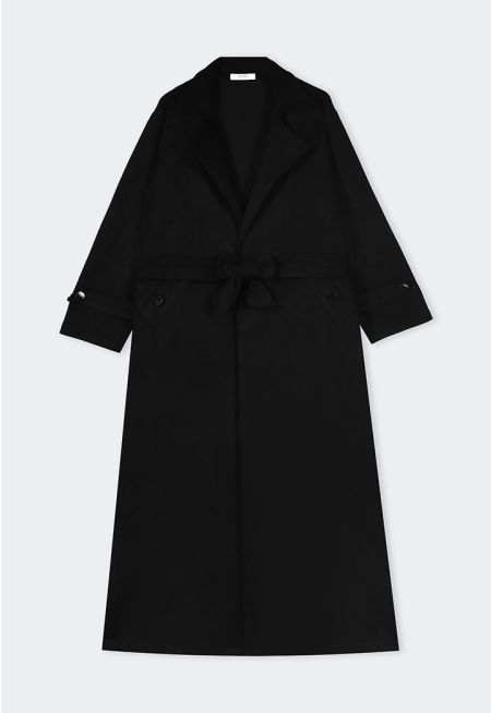 Notched Collar Suede Coat