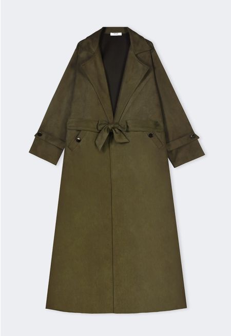 Notched Collar Suede Coat