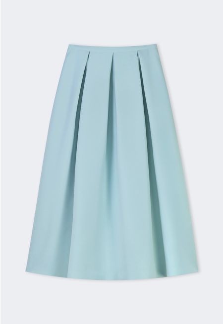 Solid Pleated Maxi Skirt