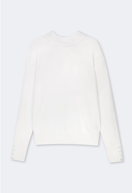 High Round Neck Knitted Basic Blouse