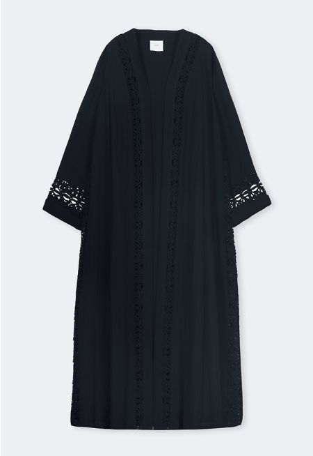 Solid Schiffli Oversized Abaya
