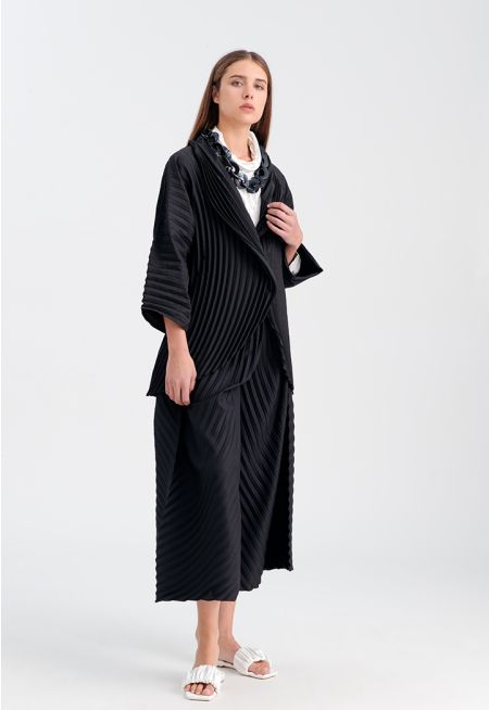 Accordion Pleat Solid Jacket -Sale