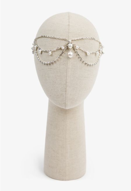 Crystal & Faux Pearls Embellished Head Accessory