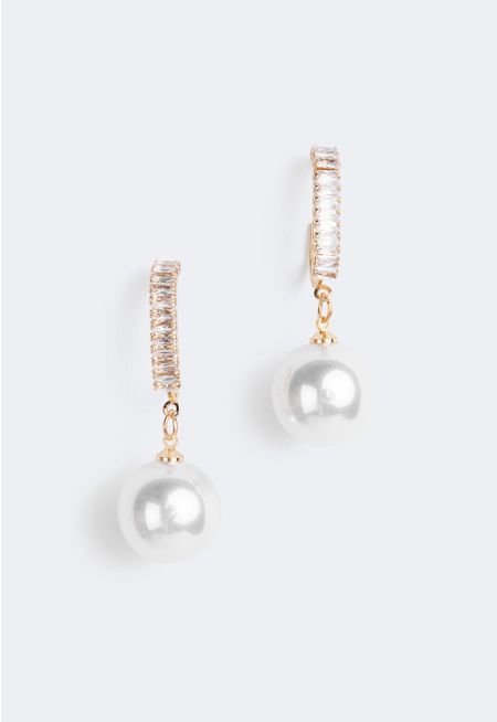 Faux Pearls and Crystal Drop Earrings