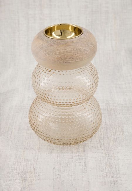 Glass Incense With Wooden Top