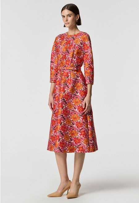 Machka- Floral Jacquard Dress 