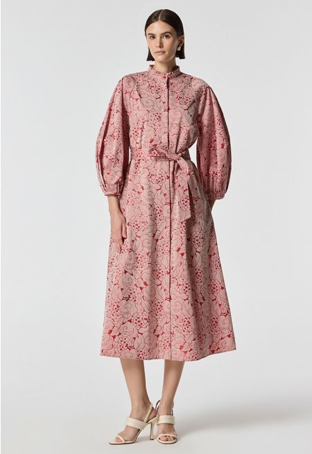 Machka- Jacquard Belted Dress 