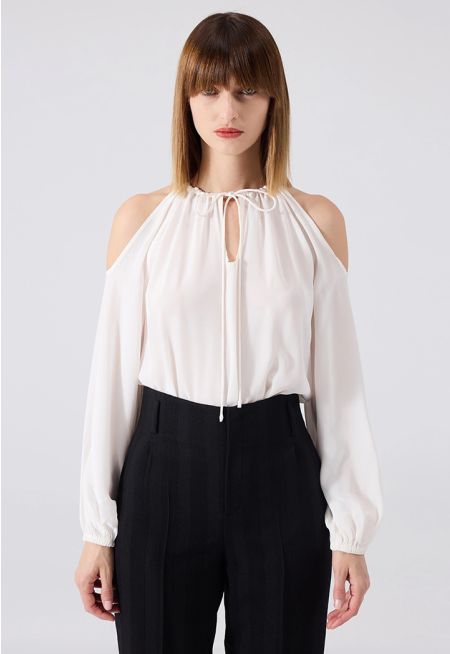 Machka - Crystal Embroidered Cutout Blouse 