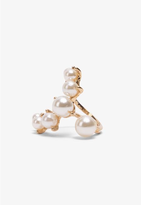 Modern Faux Pearls Ring