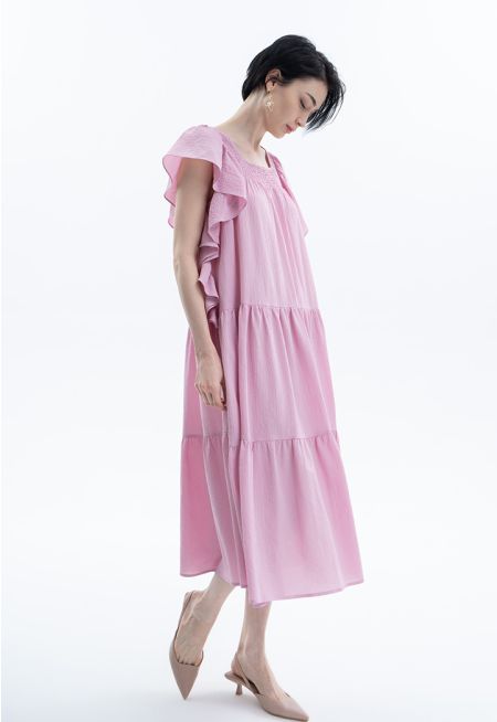 Solid Tiered Midi Dress -Sale